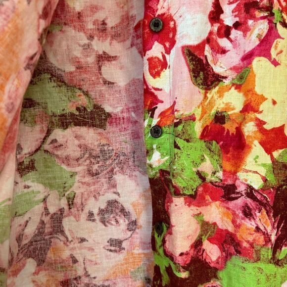 Chico size 3 20/22 floral lightweight linen  jacket pink rose red color - Picture 3 of 6